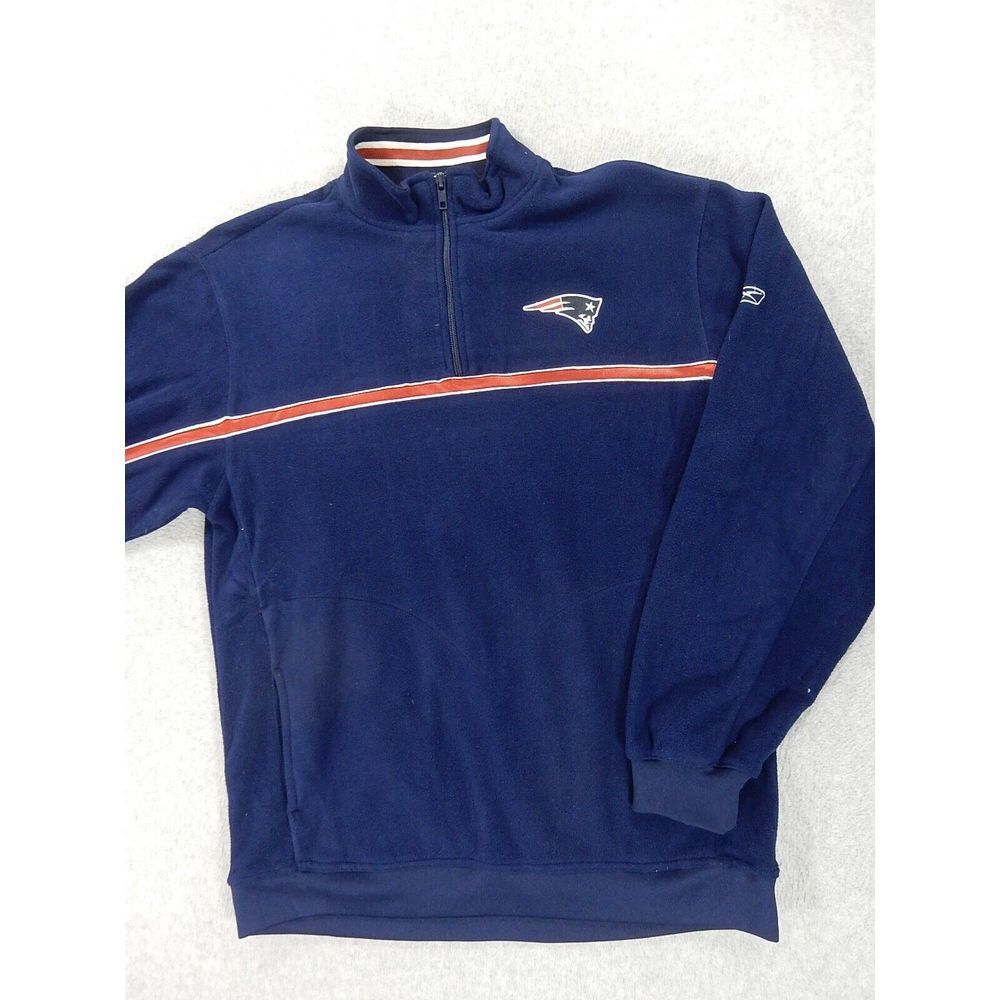 New England Patriots Fleece 1/4 Zip‎ Long Sleeve NFL Pullover (Youth XL) Blue